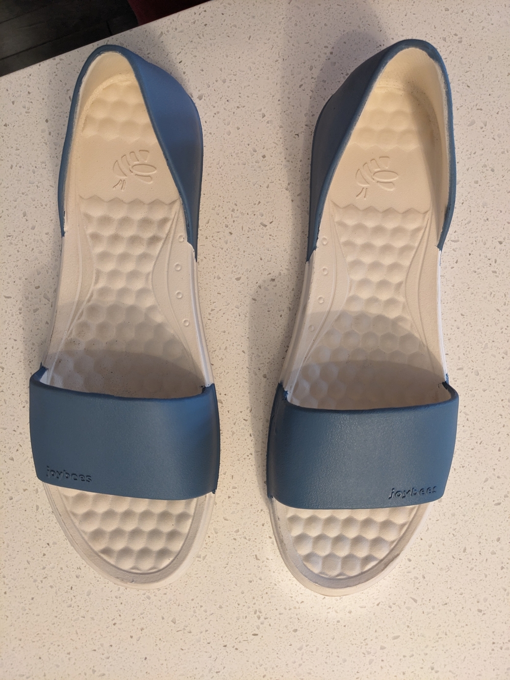 Joybees Blue and Cream Slide Sandals